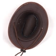 thumbnail image 2 of Jiibva Western Cowboy Hat Leather Vintage Sun Cap Large Curved Wide Brim With Windproof Goggles for Men and Women, 2 of 7