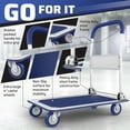 thumbnail image 3 of HarmonyStrings Heavy Duty Foldable Push Cart  | Upgraded Collapsible Hand Truck Folding Platform with Swivel Wheels | Flat Bed Moving Wagon | Space Saving Push Handle-Blue, 330 Lbs. Capacity, 3 of 21