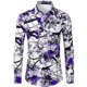 thumbnail image 5 of Camisas estampadas con flores rosas estilo retro estilo hipster para hombre, camisas casuales ajustadas de manga larga, elásticas, blusas con botones para hombre, 5 of 5