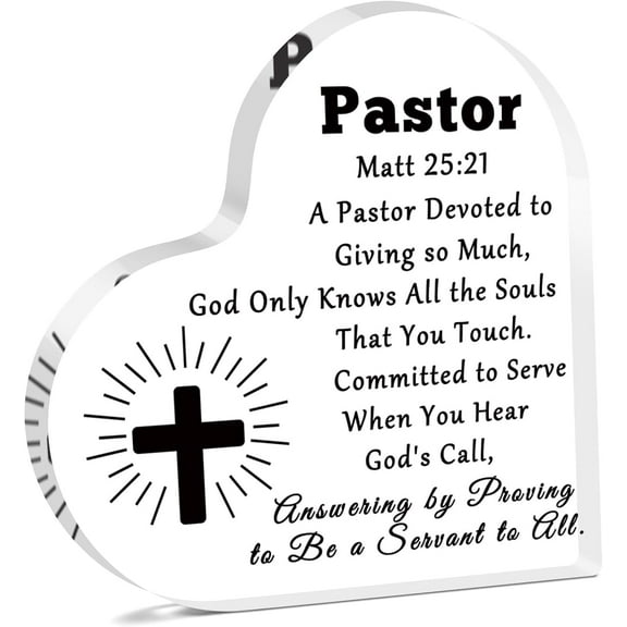 Pastor Appreciation Acrylic Plaque, Religious Desk Sign for Christian or Catholic Clergy, Birthday or Retirement Display, 4x4 Inch