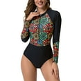 thumbnail image 2 of Hicidod One Piece Swimsuits for women Long Sleeve zipper Rash Guard surfing Bathing Suit slim fit fashion printed UV Protection wetsuit, 2 of 7