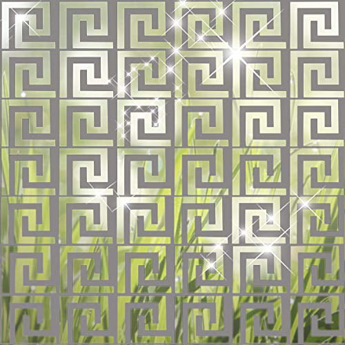 Himerus Mirror Wall Stickers Vintage Greek Key Geometric Pattern Removable Wall Decals DIY Vinyl Art Wall Sticker Art Home Decoration for Window Bedroom Sitting Room 10 Pcs Gold