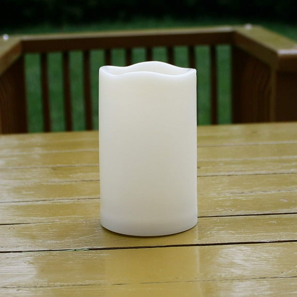 Waterproof Flameless LED Candle with Timer Outdoor Flickering Battery Operated Timing Pillar