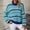 Blue, variant on Women Sweaters Long Sleeve Crew Neck Sweater Casual Oversized Knitted Striped Size S-XL