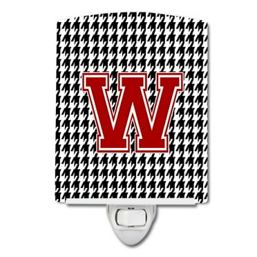 Caroline's Treasures CJ1021-WCNL Letter W Monogram - Houndstooth Black Ceramic Night Light, 6x4x3", multicolor
