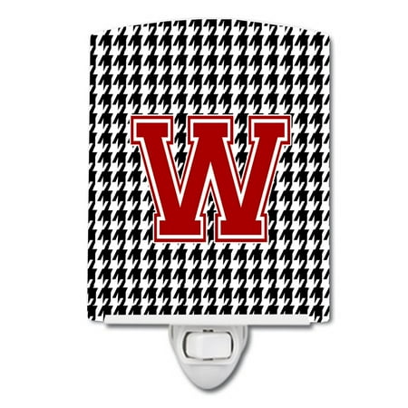 

Caroline s Treasures CJ1021-WCNL Letter W Monogram - Houndstooth Black Ceramic Night Light 6x4x3 multicolor