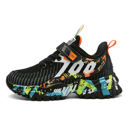 

Boys Girls Shoes Knit Breathable Lightweight Hook And Loop Comfy Outdoor Walking Shoes For Toddler Children Kids Sneakers Spring And Summer