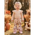 thumbnail image 6 of RUINIXCW Baby Girls Fall Outfit Long Sleeve Romper Camo/Floral Flared Pants Headband, 6 of 8