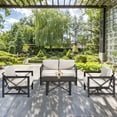 thumbnail image 2 of Patiojoy 2 Pieces 2-Person Patio Outdoor Loveseat Sofa with 6" Thick Cushion and Coffee Table Set for Garden Beige, 2 of 6
