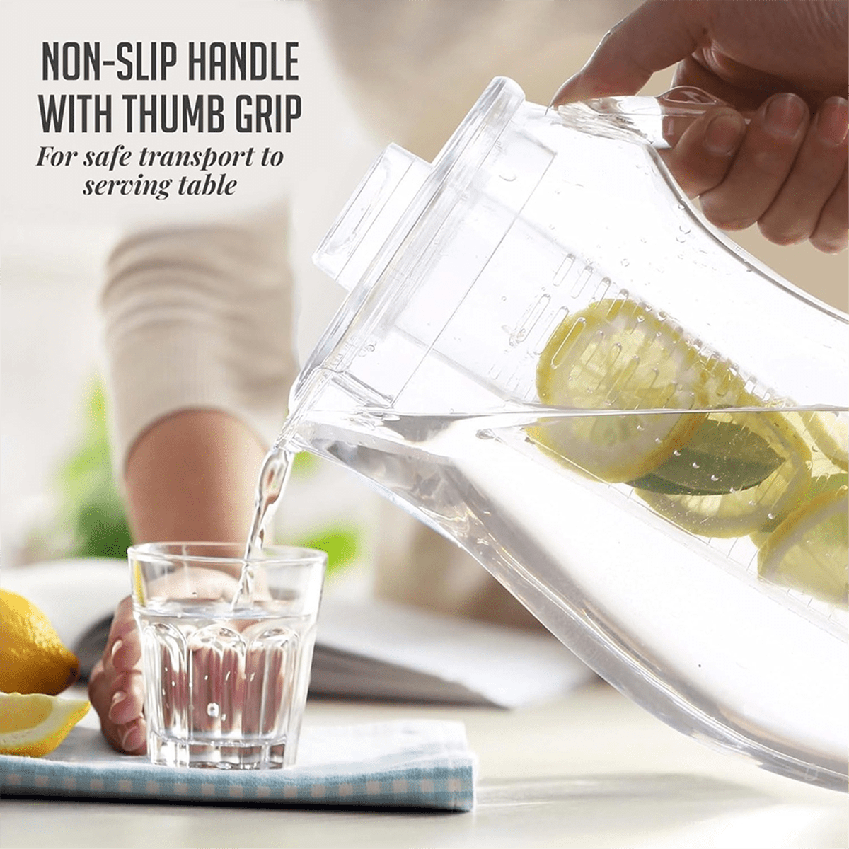 Fruit Water Pitcher 2.5L with Removable Lid and Infuser Rod,Beverage Jug for Drinks, Lemonade, Juice and Iced Tea,1 x Juice Jug,Transparent