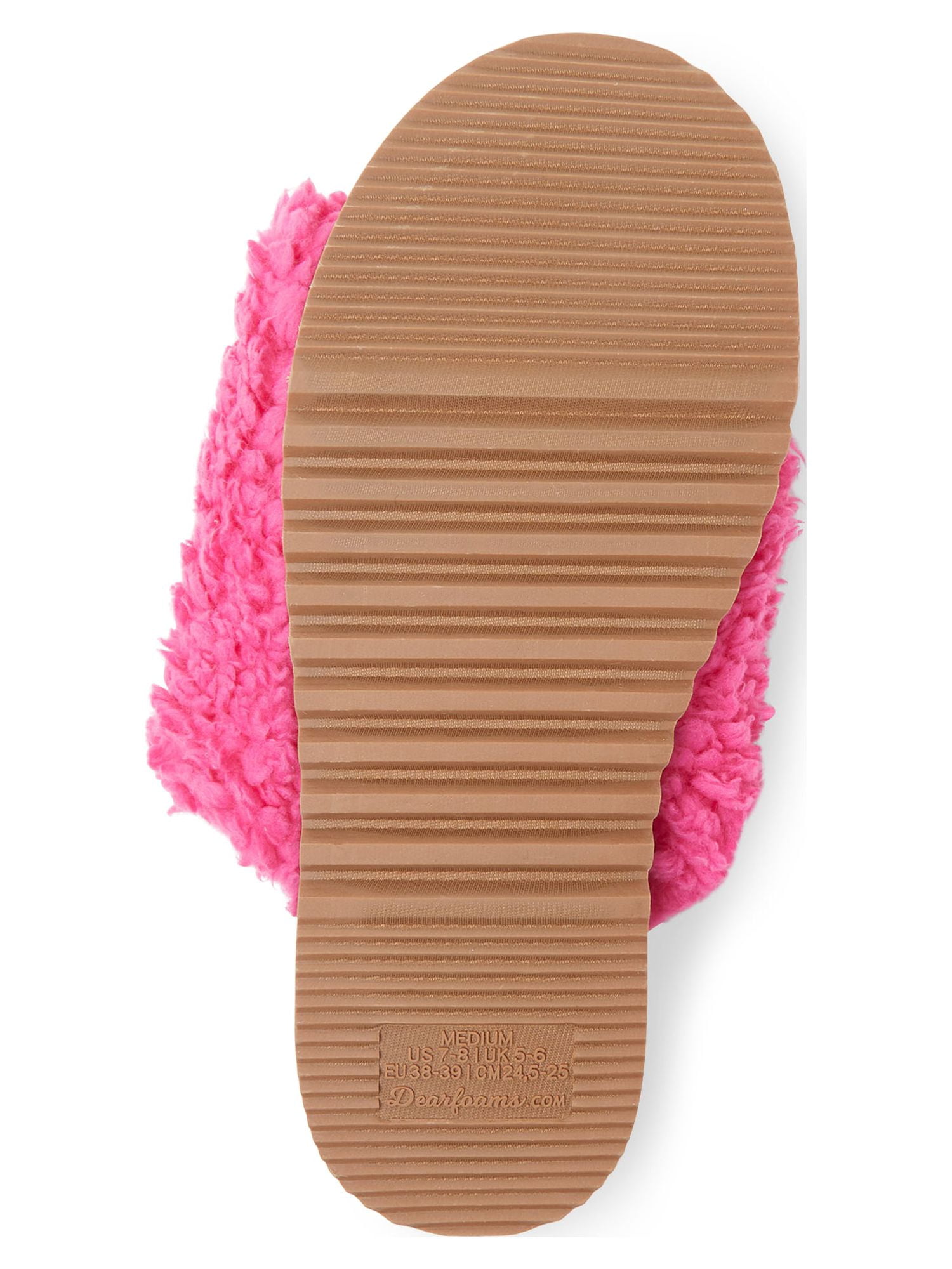 Dearfoams Cozy Comfort Women's Teddy Pile Open Toe Scuff Slippers