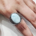 thumbnail image 2 of Natural Larimar Mens Ring, Dominican Larimar Ring, Larimar Birthstone, Silver Jewelry, 925 Silver Ring, Gift, Heavy Mens Ring, Arabic Design, Ottoman Style Ring, Christmas, Turkey Mens Signet Ring, 2 of 7
