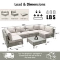 thumbnail image 5 of Seizeen Patio Outdoor Sectional Sofa Set, Luxury Bohemian Conversation Set w/Thickened Cushions & Coffee Table, 7 Pcs Rattan Wicker Porch Funiture Set for Deck Garden Pool, 5 of 9