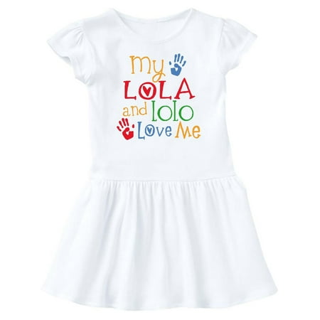 

Inktastic My Lola and Lolo Loves Me grandchild Gift Baby Girl Dress