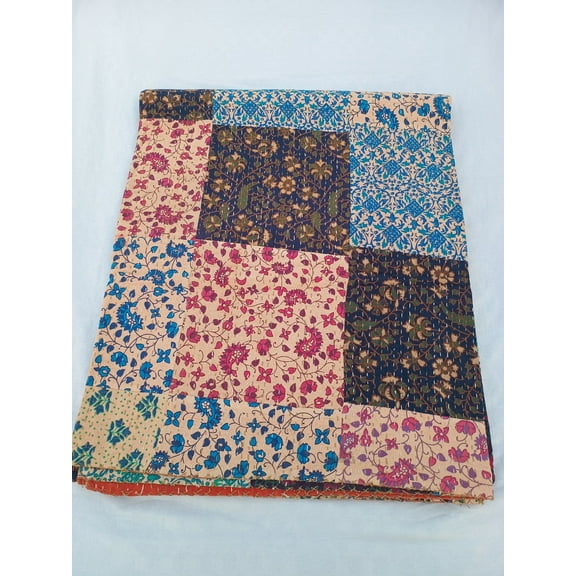 Patchwork Quilt Kantha Quilt Handmade Vintage Quilts Assorted Bedding Throw Blanket Bedspread Quilting Mixed Hippie Quilts AandETextileHouse