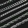 thumbnail image 4 of Frogued 2-9mm Men's Women's Stainless Steel Silver Plated Twist Link Chain Necklace (Wheat Chain,19 inch-4mm), 4 of 13