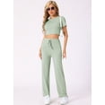 thumbnail image 2 of DARING DIVA Women's Short Sleeve Crop Top and Pants Pajama Set XS Green, 2 of 5
