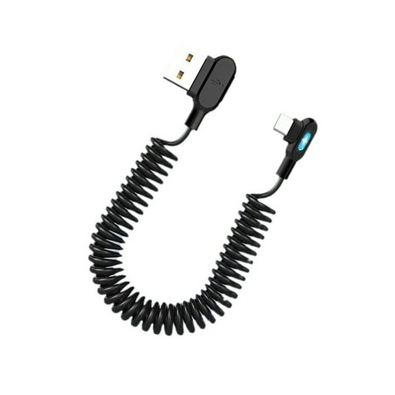 lixuesong Fast Charging USB C Cable Reversible Coiled Cord Double Angled Connectors USB C Charges Cable for Phones Tablets