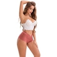 thumbnail image 5 of DARING DIVA Women's Lace Underwear Mid Waisted Hollow Out Briefs Panties XL Rust Red, 5 of 6