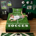 thumbnail image 5 of meiyoeat Minimalist Soccer Twin Sheets for Boys, Field Ball Sport Bedding, Green, 3 Pieces, 1 Flat Sheet, 1 Fitted Sheet and 1 Pillowcase, 5 of 6