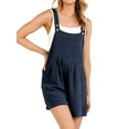 thumbnail image 6 of Women Sleeveless Linen Short Overalls with Pockets Loose Fit Summer Casual Jumpsuits Wide Leg Bib Rompers for Casual, 6 of 9