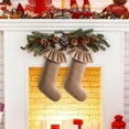thumbnail image 4 of 2 Pack Large Velvet Christmas Stockings, 18 Inch Neutral Xmas Stockings with Ruffled Design & Hanging Loops for Fireplace Mantle, Vintage Holiday Party Decor, 4 of 6