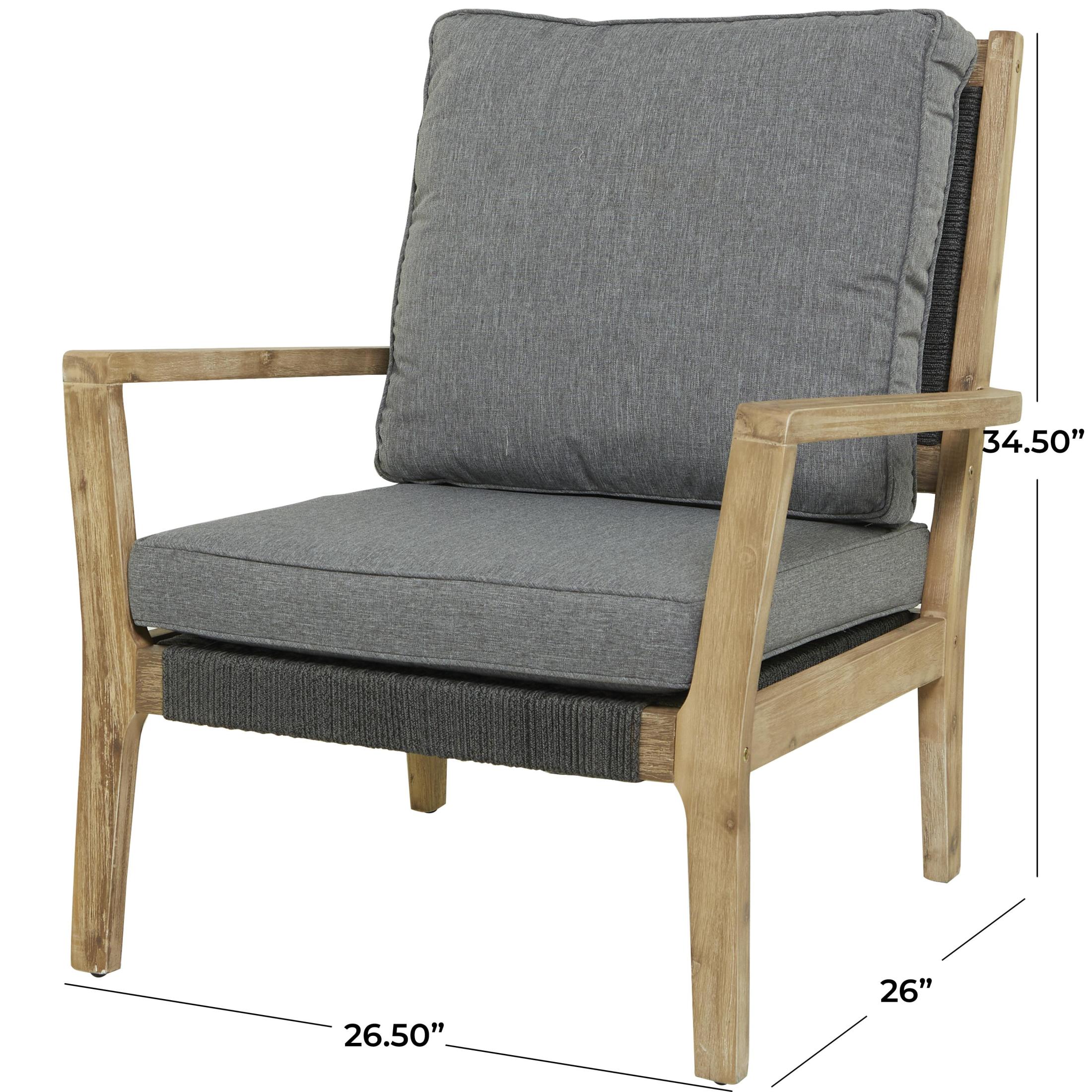 DecMode Wood Outdoor Chair with Cushions - Brown