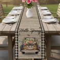 thumbnail image 4 of Spring Flower Table Runner 70 Inches, Farmhouse Vintage Truck Black Plaid Wood Grain Bed Runner Dresser Scarves Tabletop for Indoor Outdoor Parties/Ceremony/Banquet, 13" x 70", 4 of 8