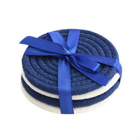 

Coasters Set Insulation Mat Water-Absorbing Round Plate Mat Set of 4 with Ribbon