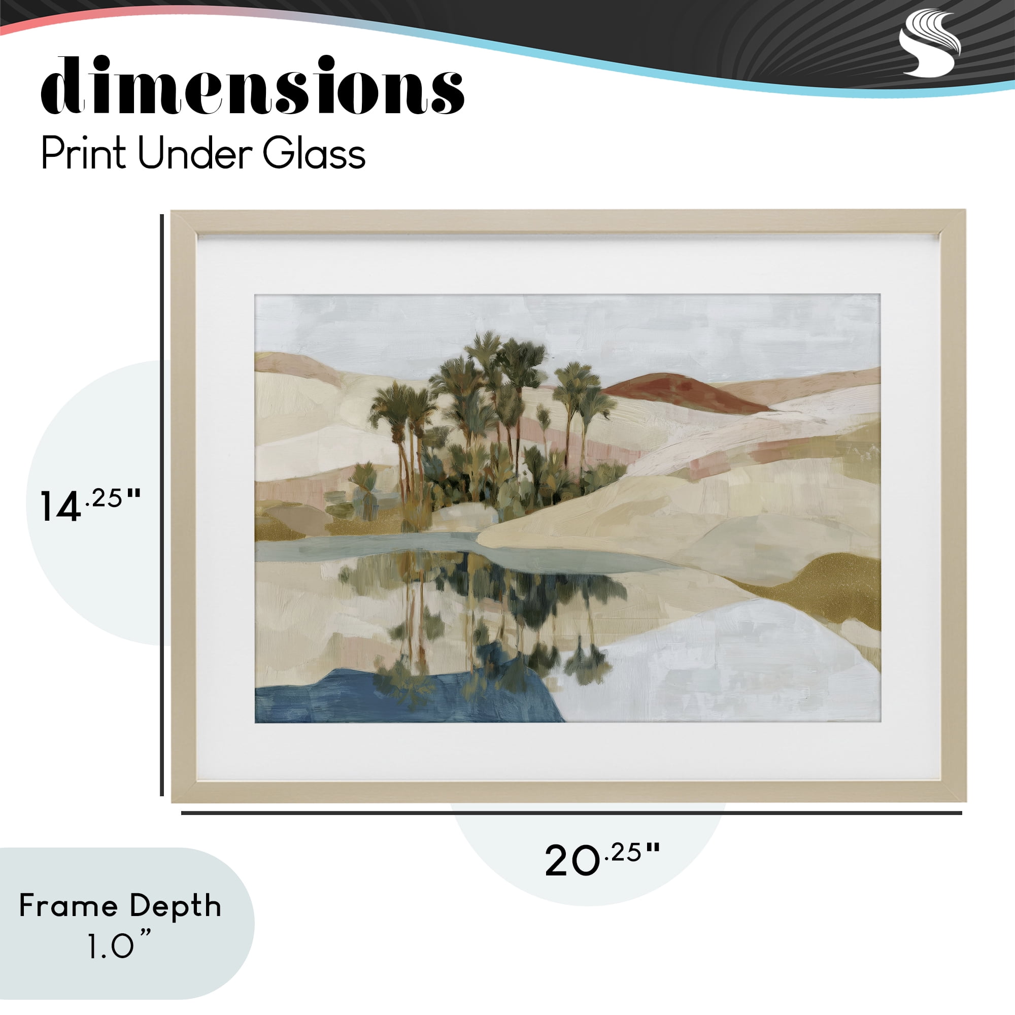 Stupell Industries Desert Oasis with Palm Reflection Birch Framed Print Under Glass, design by Chromatic Storm Studio