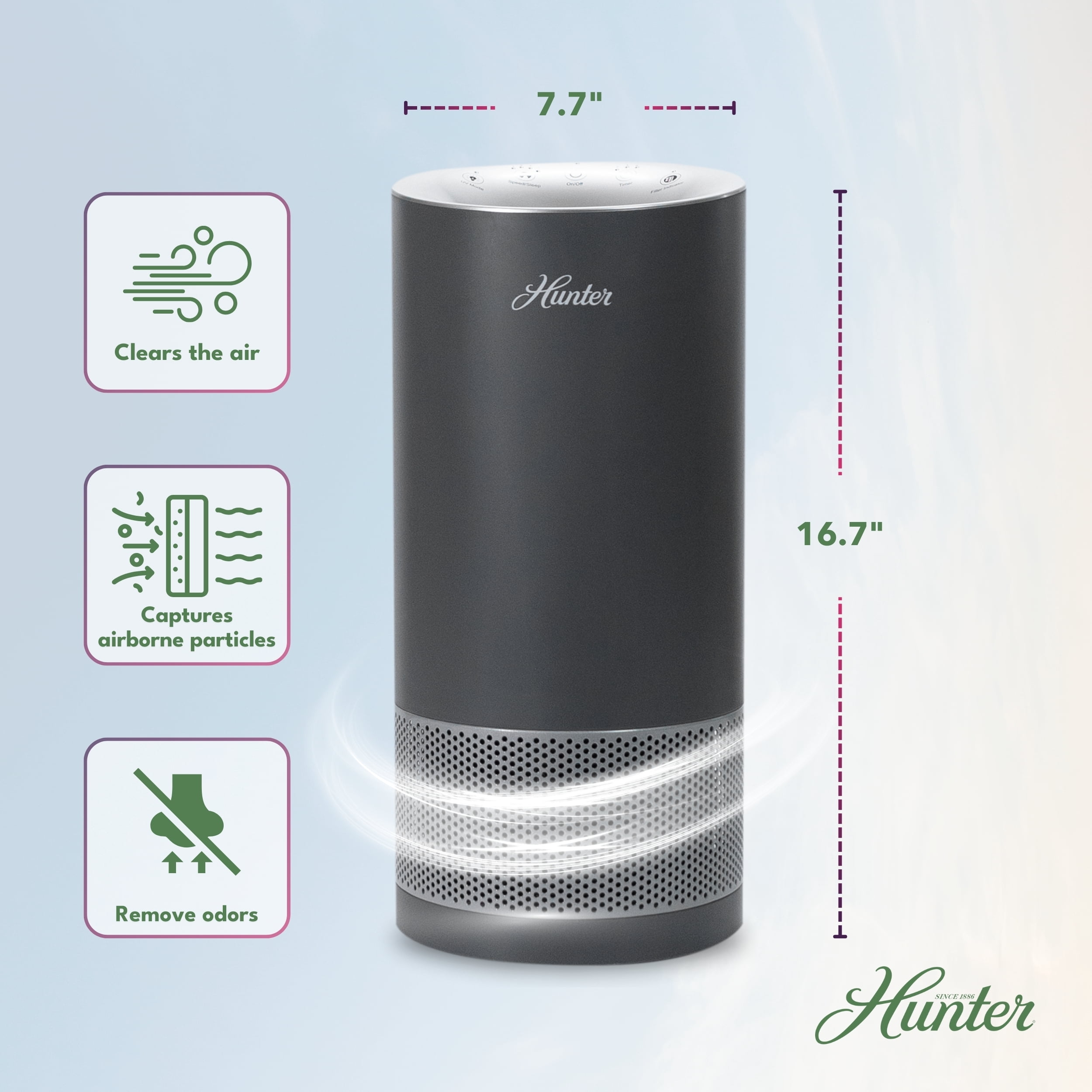 Allergens, Smoke, Dust, VOC's. Air Purifiers for Bedroom and Small Room, Lavender and Silver