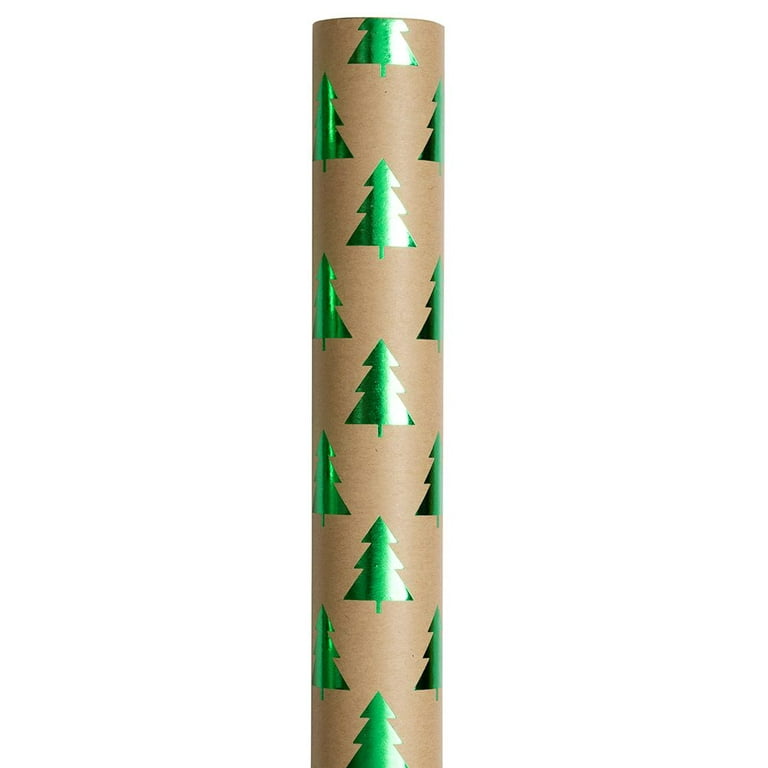 Brown Glitter Modern Festive Tree & Snowflake Wrapping Paper