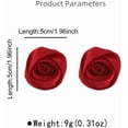 thumbnail image 6 of Dainty Fabric Rose Flower Stud Earrings for Women Handmade 5cm 3D Organza Chunky Floral Bud Dangle Earring Elegant Wedding Birthday Holiday Costume Accessories Jewelry Gifts, 6 of 6