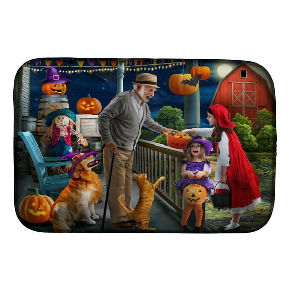 Halloween at Grandpa's Golden Retriever Dish Drying Mat