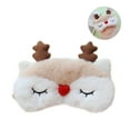 thumbnail image 2 of EeaseCA Cartoon Animal Plush Eye Mask Elk Sleeping Traveling Blindfold Eye Cover, 2 of 7