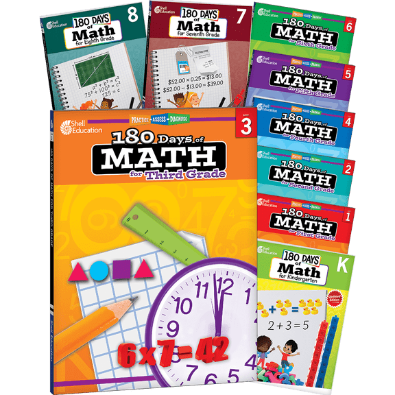180 Days™: Math for Grades K-8: 9-Book Set