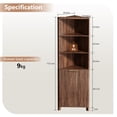 thumbnail image 5 of Ktaxon Corner Bathroom Cabinet with Fluted Double - doors, 5 - Tier Freestanding Storage, Walnut, 5 of 9