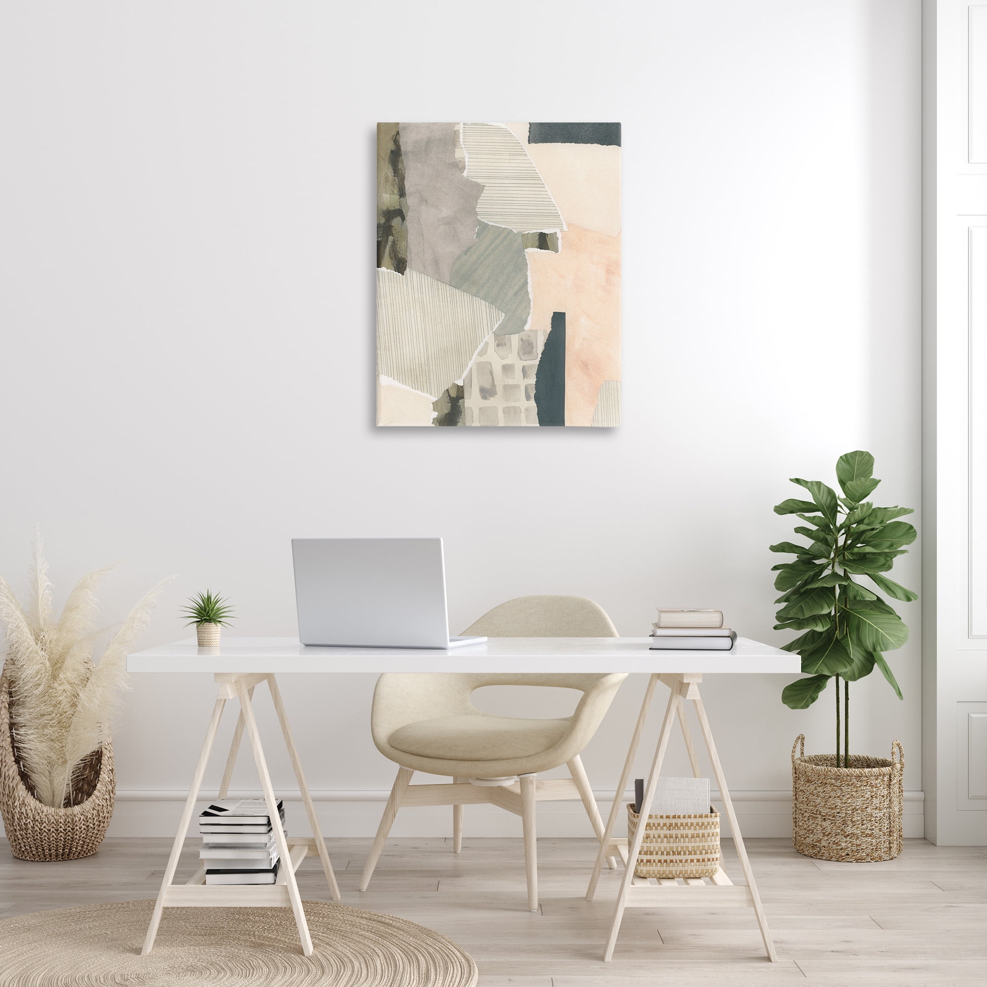 Stupell Industries Asymmetric Neutral Patterns Abstract Painting Gallery Wrapped Canvas Art Print Wall Art, 30 x 40