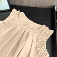 thumbnail image 6 of Girls Sleeveless A-Line Dress Kids Kids Ruffled Hem Soft Stretch Breathable Casual Church Outfit Back Button Beige,Size 4-5 T, 6 of 8