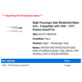 thumbnail image 2 of Right Passenger Side Windshield Wiper Arm - Compatible with 1968 - 1972 Pontiac Grand Prix 1969 1970 1971, 2 of 2