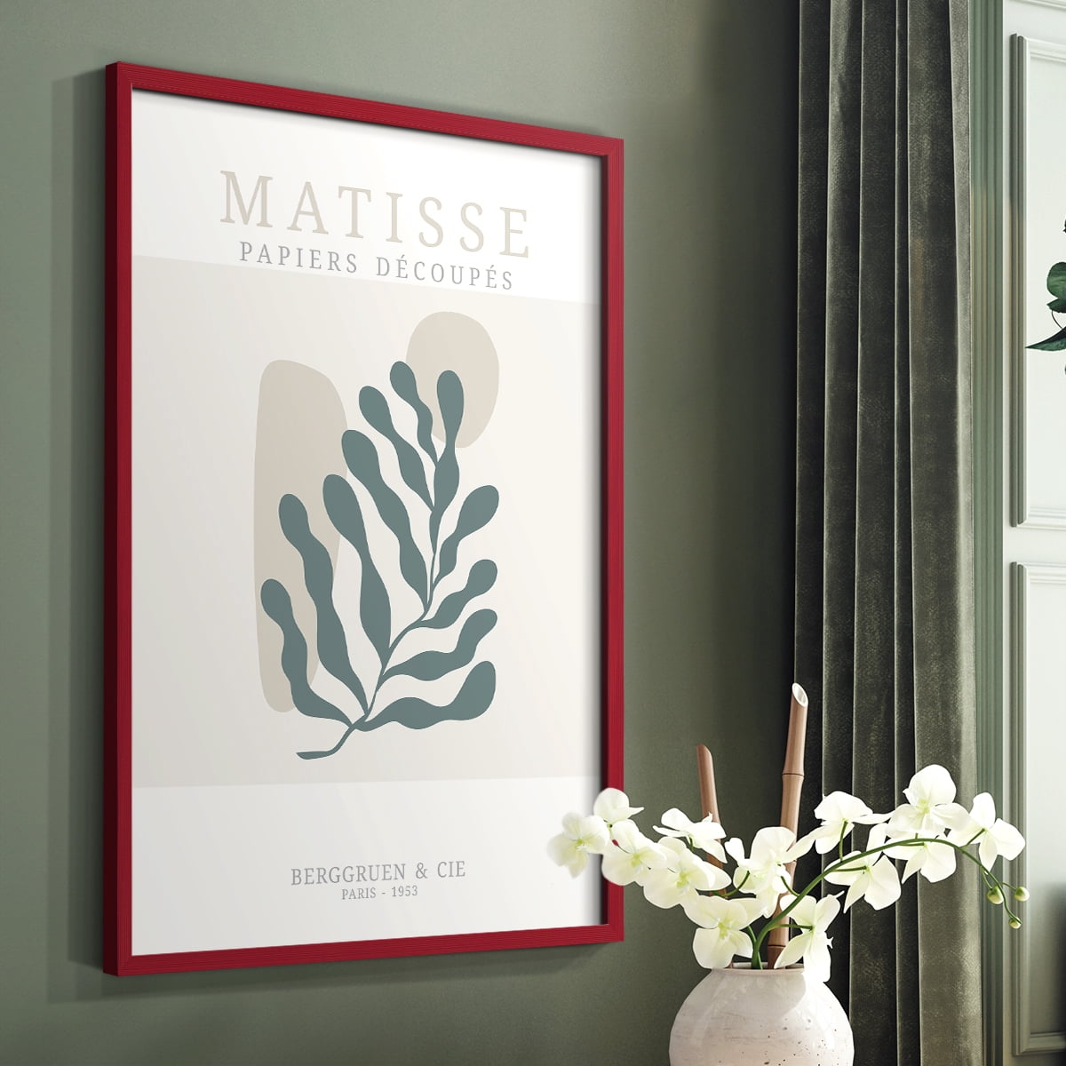Matisse CDXXXVII in Red Solid Wood Framed Print No Nail Hanging