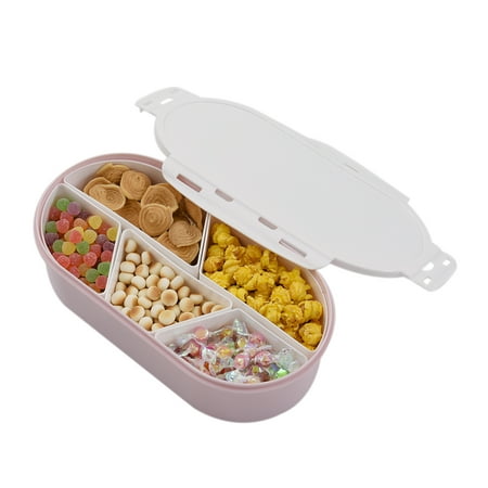 Holiday Angel Candy Dish Fruits Nuts Plate with Lid Seal Detachable Multi Sectional Sub Grid Plastic Tray Candy Snack Dish Bowl Dessert Serving Platter ()