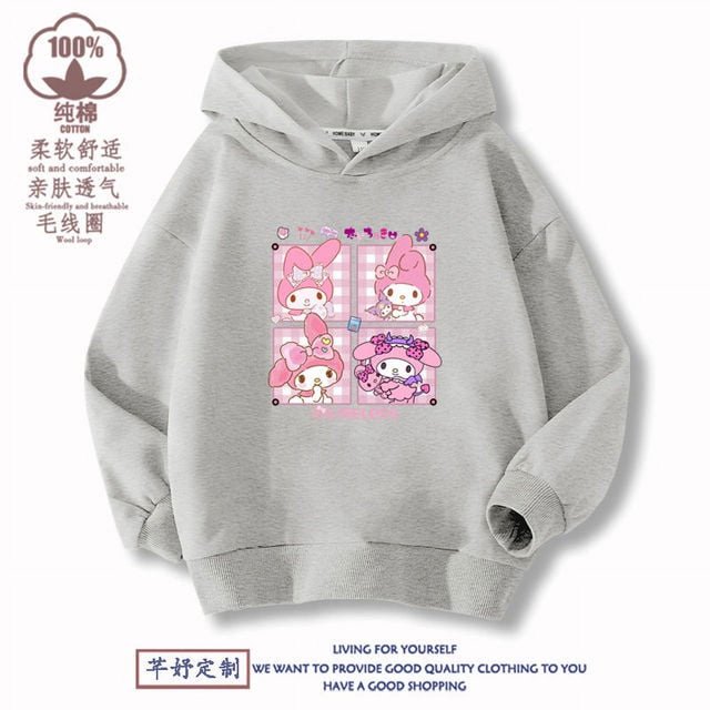 Sudadera con capucha Kawaii Sanrio My Melody para niñas, abrigo informal dulce con dibujos animados para primavera y otoño, el mejor regalo de manga larga