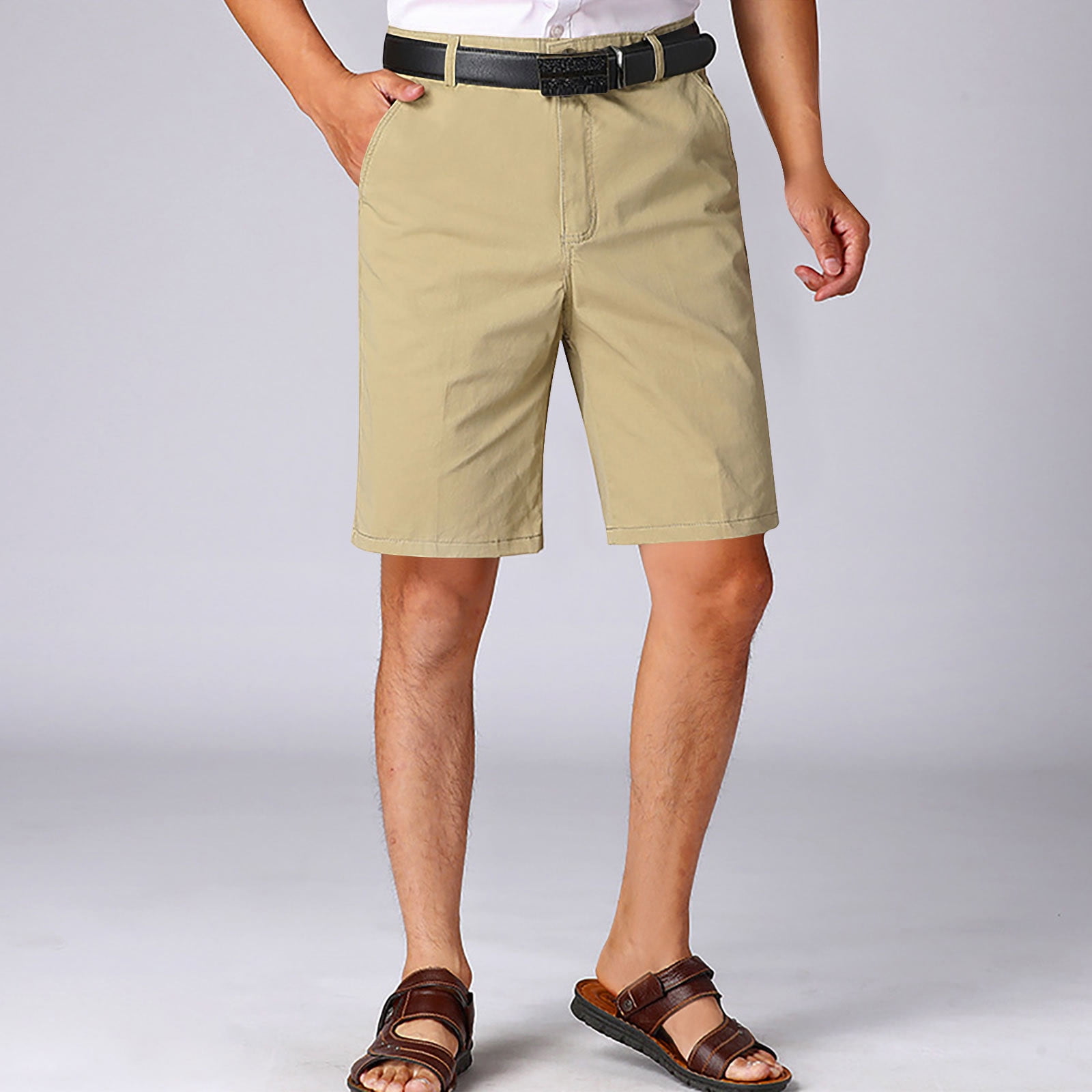 Xysaqa Men's Flat Front Cargo Shorts Mens Relaxed Fitted Business