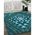 thumbnail image 2 of Ahgly Company Indoor Round Patterned Dark Turquoise Green Area Rugs, 8' Round, 2 of 6