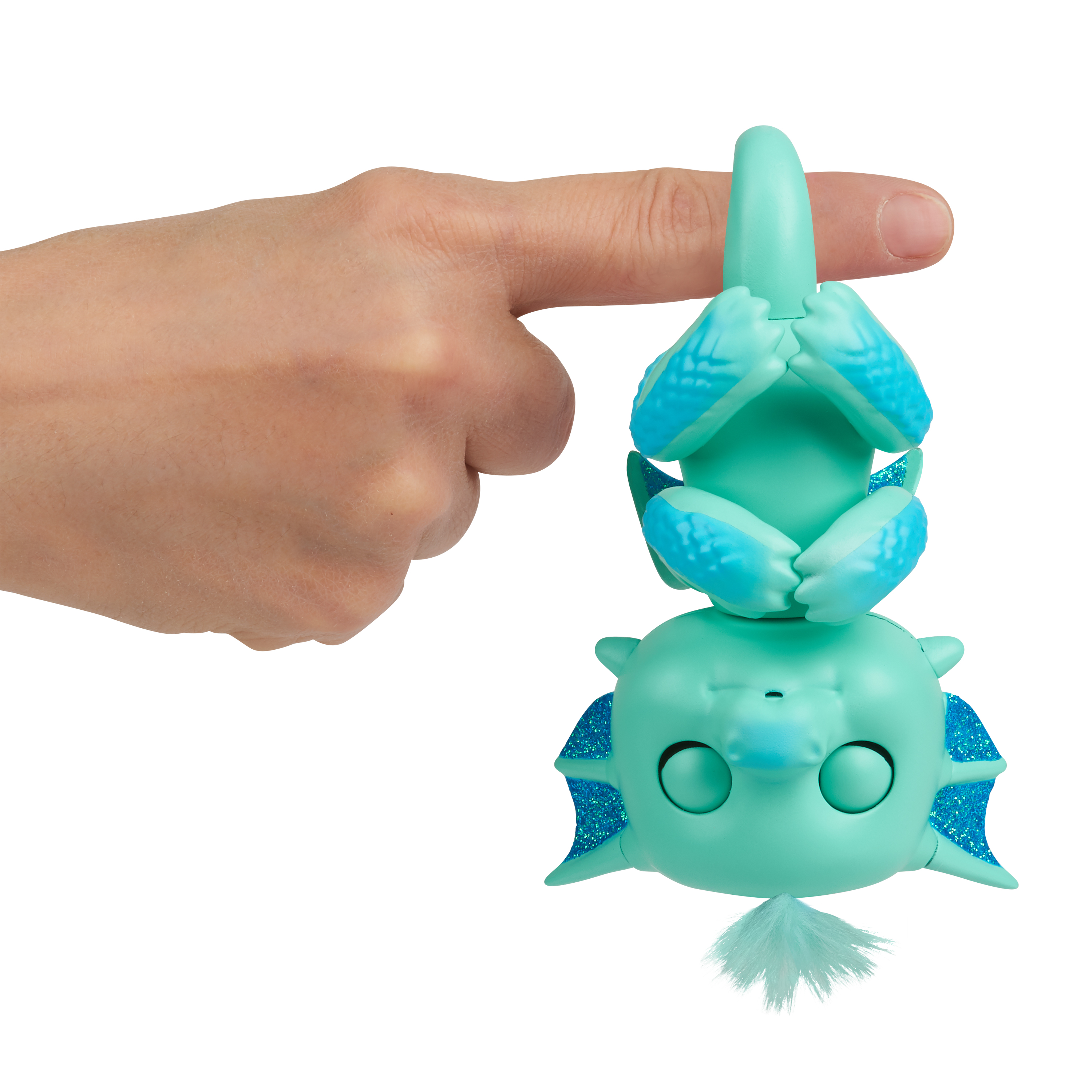 Fingerlings - Glitter Dragon - Noa (Green with Blue) - Interactive Baby Collectible Pet - By WowWee - image 5 of 10