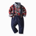 thumbnail image 2 of 6-12 Months Infant Baby Boy 2Pcs Long Sleeves Gentleman Outfit Clothes Sets 9 12 18 Months 2T 3T 4T 5T 6T Formal Bowtie Shirt Suspender Pants Wedding Dress Suits Toddler Boys Winter Clothes,Blue, 2 of 5