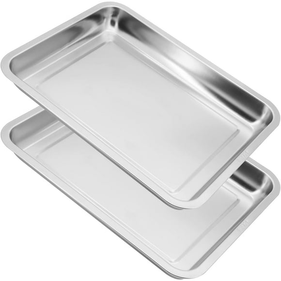 Non Toxic Easy Clean Stainless Steel Baking Sheet Set For Daily Cooking, Solid Construction With Deep Rim Oven Safe Pan, Smooth Edge For Comfort And Safety (40 X 30 X 4.8 Cm)