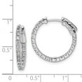 thumbnail image 2 of 925 Sterling Silver Polished Safety clasp Rhodium Plated With Cubic Zirconia Hinged Hoop Earrings 18x19mm Wide 2mm Hoop, 2 of 2