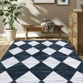thumbnail image 4 of Haperlare Distressed Washable Rugs Geometric Bedroom Rug Area Rug Living Room Rugs Moroccan Office Rug Nursery Rug Modern Trellis Accent Rug, 5' x 7' Blue, 4 of 4